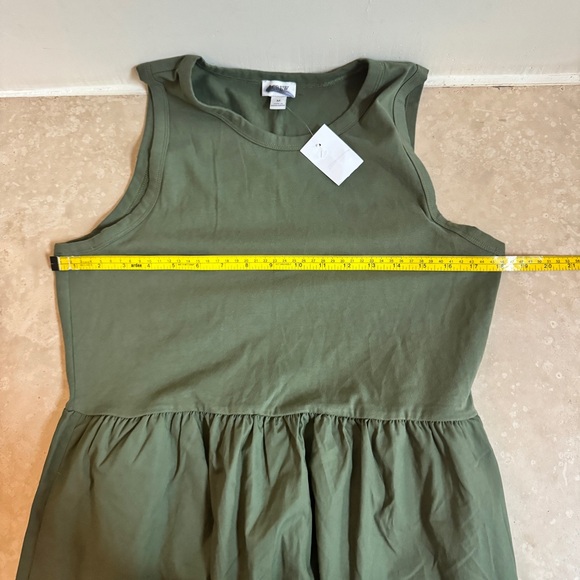 J Crew Olive Green Sleeveless Mixed Knit Midi Womens Size M Pockets Cotton - Picture 6 of 10
